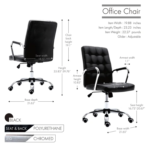 Porthos Home Nader Tufted Faux Leather Swivel Office Chair - Brown