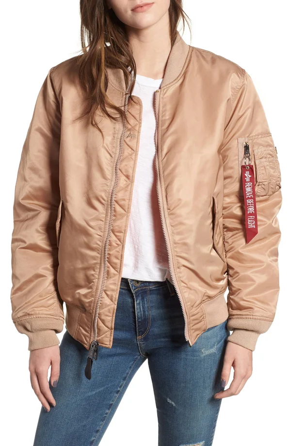 Alpha Industries Women's MA-1 W Flight Jacket, Rose Gold, M