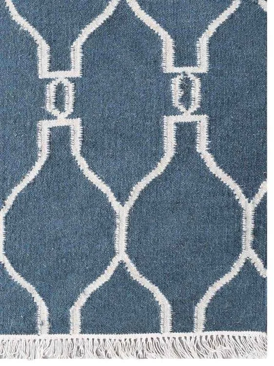 Rugsotic Carpets Hand Woven Flat Weave Kilim Wool 4&x6& Area Rug Contemporary White Brown D00129