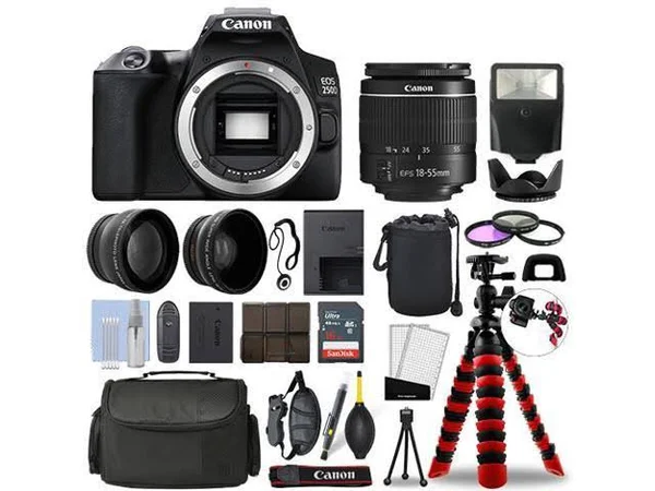 Canon Eos 250D - SL3 DSLR Camera w/ 18-55mm + 16GB 3 Lens Ultimate Accessory Kit