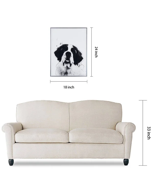 Empire Art Direct AAGS-JP1023-2418 Saint Bernard Black & White Pet Dog Wall Art with Gunmetal Anodized Frame