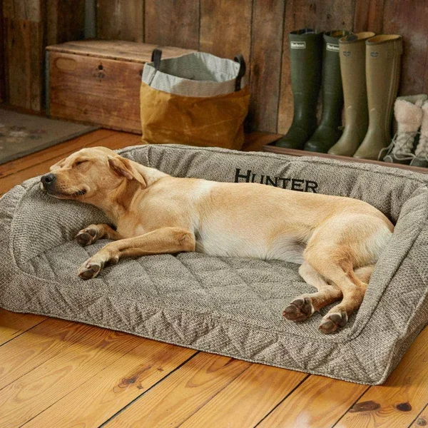 Orvis Memory Foam Bolster Dog Bed - Small Dogs Up to 40lbs, Charcoal Chevron