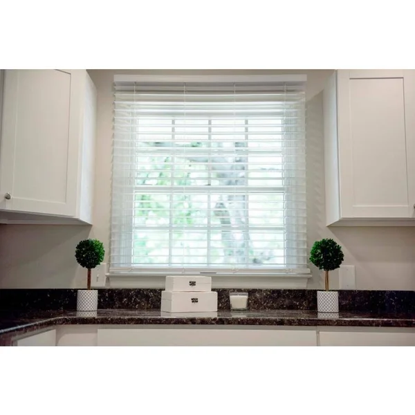 Wave Contour 2-in Slat Width 46.5-in x 36-in Cordless Soft White Faux Wood Room Darkening Faux Wood Blinds - WC24836W-C