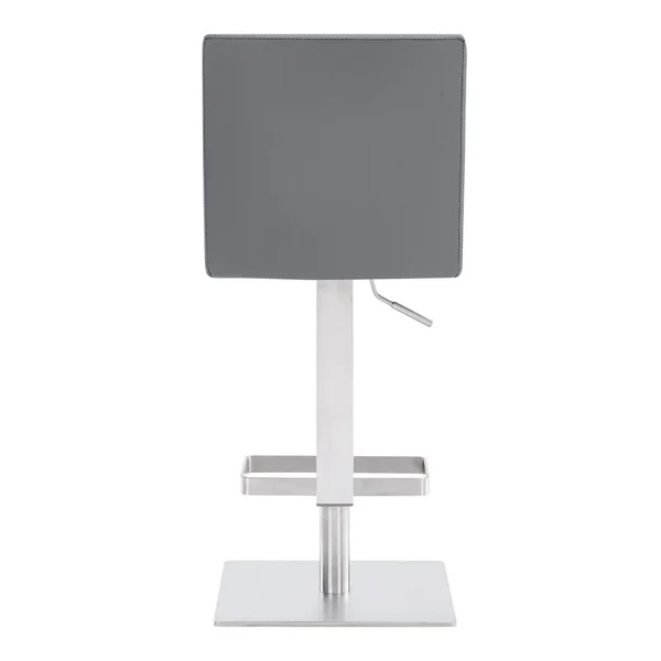 Benjara Leatherette Swivel Barstool with Adjustable Height, Gray