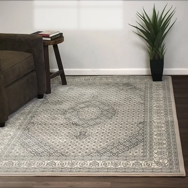 Dynamic Rugs Ancient Garden 57204 5&3x22 x 7&7x22 Soft Grey - Cream Area Rug