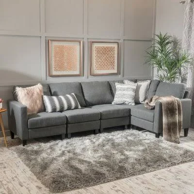 Mercury Row Upholstery Buffum Sectional, Dark Gray
