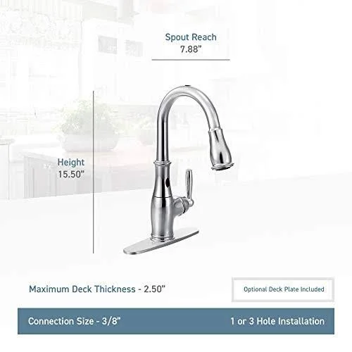 Moen 7185EWSRS Brantford Spot Resist Stainless One-Handle Pulldown Kitchen Faucet