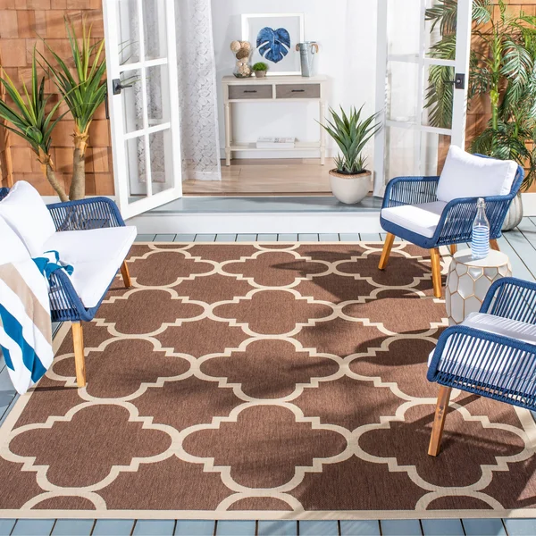 Safavieh Courtyard Dark Brown Indoor Outdoor Rug - 4& x 5&7x22