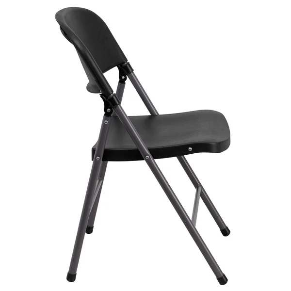 Flash Furniture Plastic Folding Chair with Charcoal Frame: Hercules Series - Black, 330 lb Capacity
