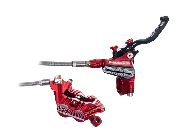 Hope Tech 3 V4 Disc Brake and Lever - Hydraulic, Post Mount Rear, Red