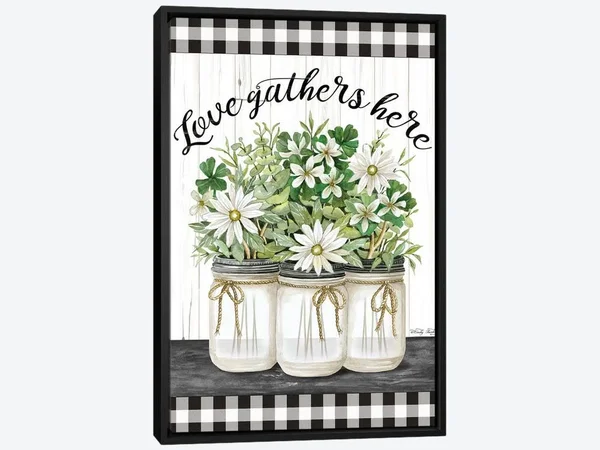Framed Canvas Art - Love Gathers Here by Cindy Jacobs ( Inspirational & Motivational Wall Art > Home art)