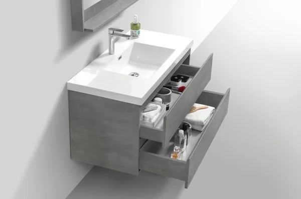 Moreno Bath Moreno Bohemia 42-in Cement Gray Single Sink Bathroom Vanity with Pure White Acrylic Top - MOB42-CG