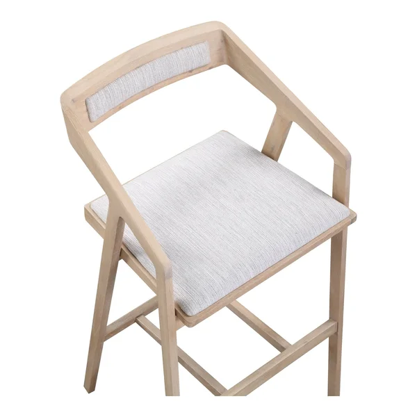 Moe's Home Collection Padma Oak Bar Stool Light Grey