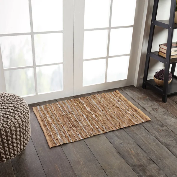 Miranda Haus Hand-Woven Enisle Leather and Cotton Area Rug - 5& x 8& - Dusty Grey