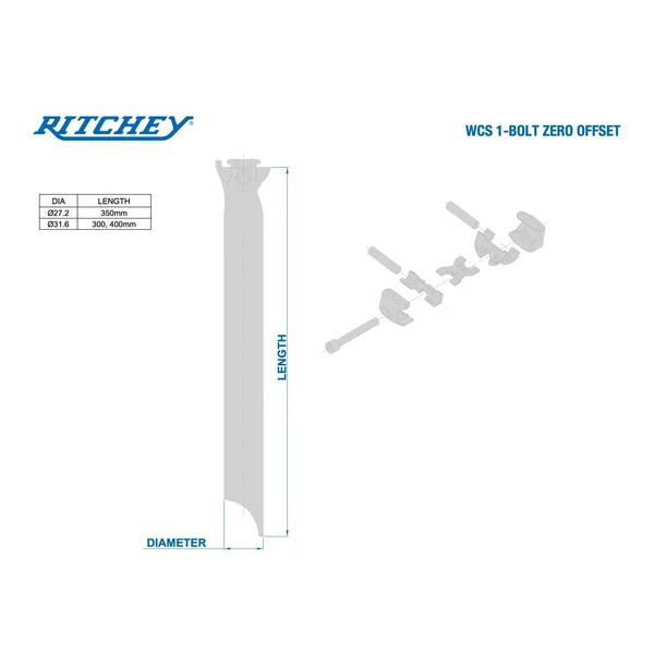 Ritchey WCS 1-Bolt Seatpost 27.2 350mm 0 Offset Blatte
