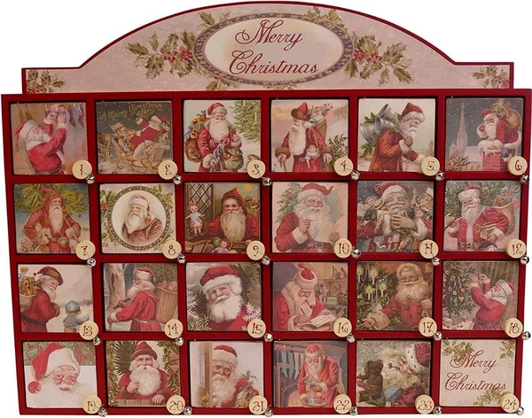 Primitives by Kathy Merry Christmas Santa Wooden Advent Calendar Vintage Style Countdown New