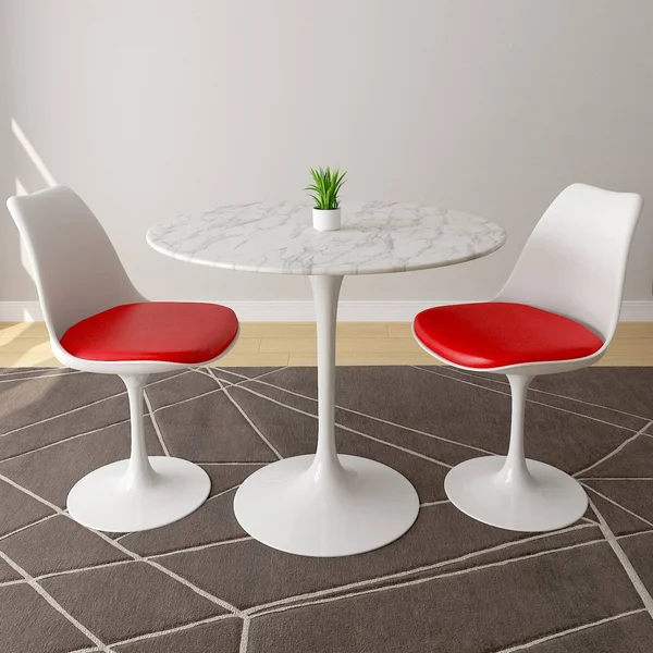 Tulip 3 Piece Marble Dining Set - 32x22 Round