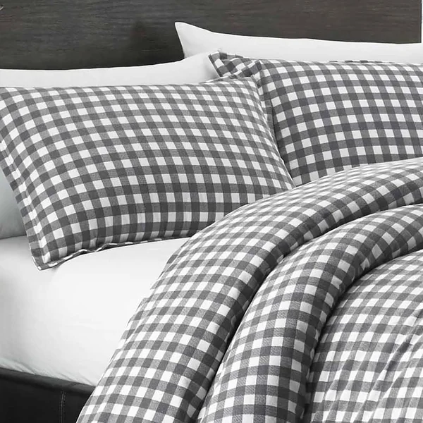 Eddie Bauer Preston Flannel Duvet Cover Set, Grey, King