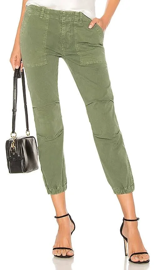 NILI LOTAN Cropped Military Pant in Camo - Green. Size 8 (also in 6).
