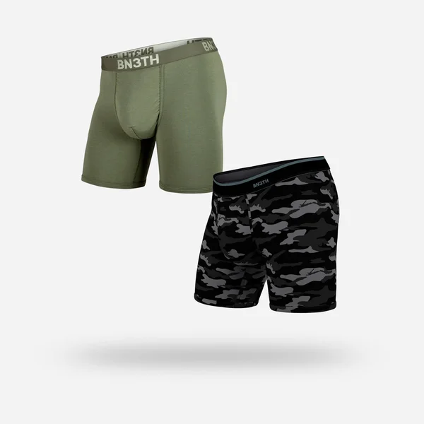 BN3TH Men's Classic Solid Boxer Brief 2 Pack - XL - Pine - Covert Camo