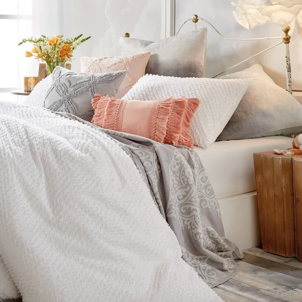 Peri Home Dot Fringe Duvet COVER - Full/Queen - White