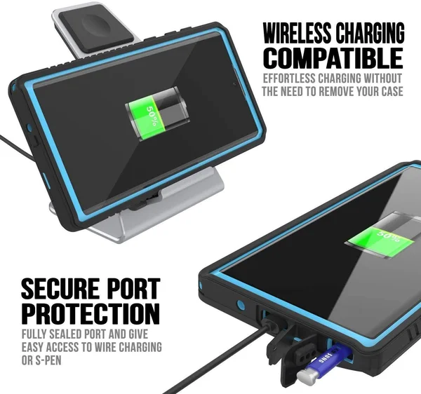 Galaxy Note 10+ Plus Case, Punkcase [Extreme Series] Armor Cover w/ Built in Screen Protector [Light Blue] - Light Blue