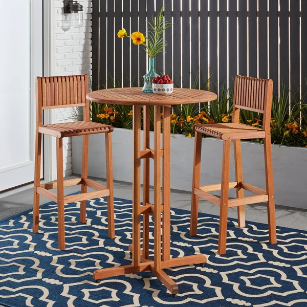 Amazonia Ibiza Round Outdoor Bar Table, Brown