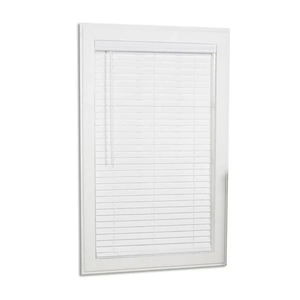 Allen + Roth 2-in Slat Width 24.75-in x 48-in Cordless White Faux Wood Room Darkening Full-view Standard Horizontal Blinds, 18J