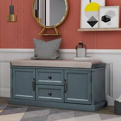 Esmond Cabinet Storage Bench Longshore Tides Color: Dark Blue