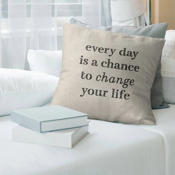 Quotes Handwritten Change Your Life Quote Pillow-Faux Suede - 20 x 20 - Square - Zipper Closure - Large - Removable Cover - Acce