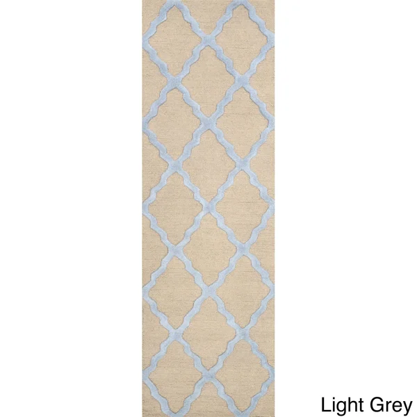 nuLOOM Light Grey Hand Hooked Marrakech Trellis Area Rug Runner - 2& 6x22 x 8&