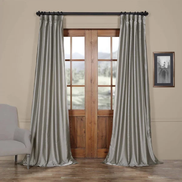 Platinum (White) Faux Silk Taffeta Curtain