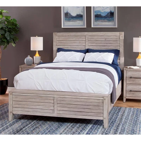 American Woodcrafters 2810-66PAN Aurora Whitewashed King Panel Bed