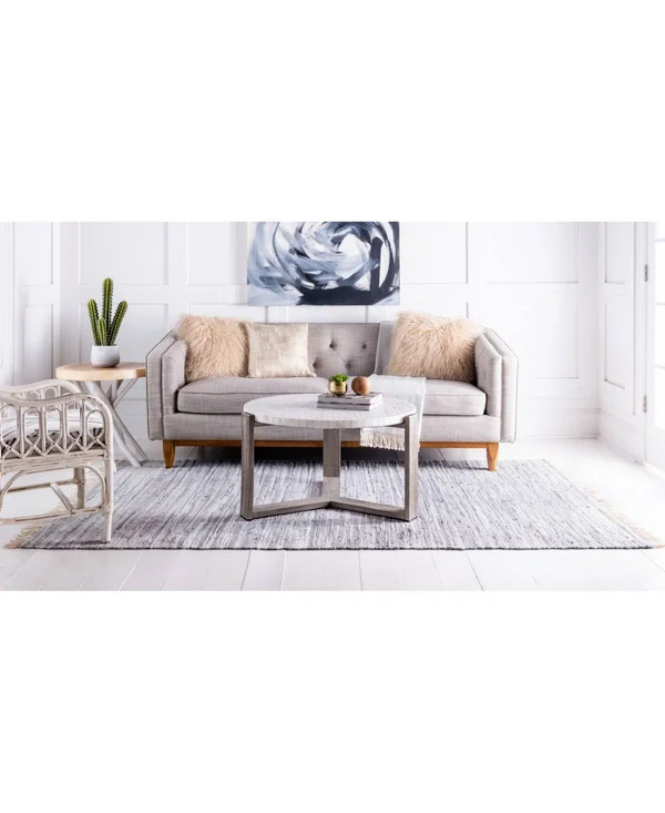 Unique Loom Striped Chindi Cotton Rug, Gray (9& 0 x 12& 0)