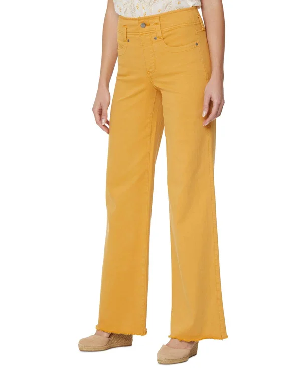 Nydj Teresa Wide-Leg Frayed-Hem Jeans - Golden Blossom