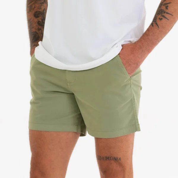 Men's 5.5x22 Inseam Shorts, Elastic-Waist Stretch Shorts, Bearbottom, Olive, 5.5x22, XL