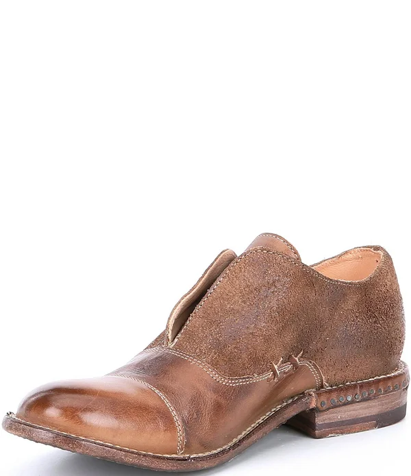 Bed|Stu Rose Women's Leather Slip on 6.5 - Teak Dip Dye