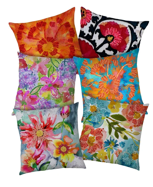 Mod lifestyles Tie Dyed Floral Square Throw Pillow in Orange