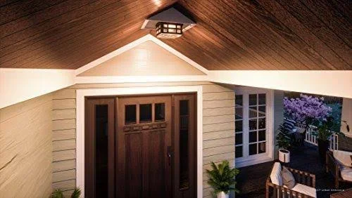 Luxury Craftsman Outdoor Ceiling Light, Small Size: 5.75x22H x 12x22W, with Tudor Style Elements, highly-detailed Design, Oil Ru