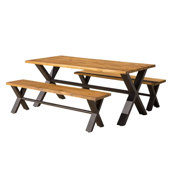 Irving Outdoor 3-Piece Acacia Wood Dining Set