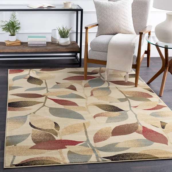 Transitional BHS-0058104 Turkish Poly Beige Floral Rug, 5&3x22 x 7&6x22