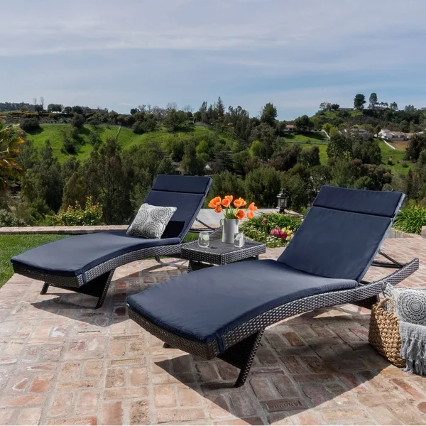 Rio Vista 3 Piece Chaise Lounge Set with Cushions, Green