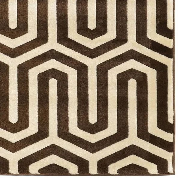 Linon Roma Zigzag Ivory/Chocolate Rug (5& x 7&6-inch)