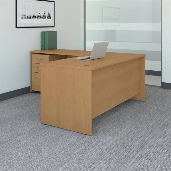 Series C 66W L Shaped Desk with Drawers in Light Oak - Engineered Wood - SRC083LOSU