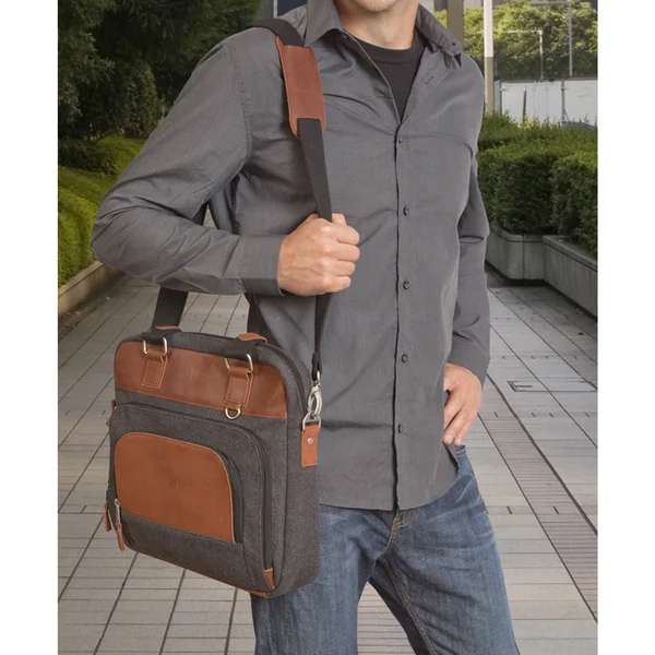 Canyon Outback Leather Grey Wool & Leather Jonah Briefcase