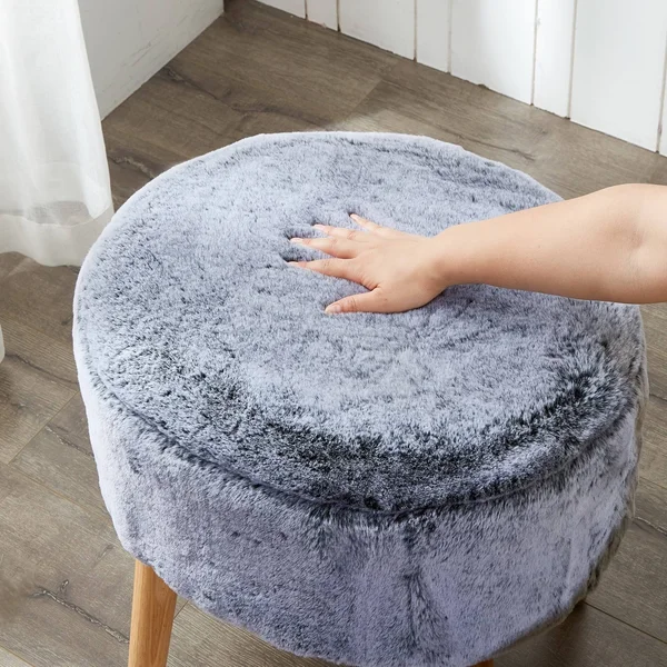 Home Soft Things Serenta Heavy Fauxfur Oval Ottoman - Wood Rose - 22 x 18 x 18 inches