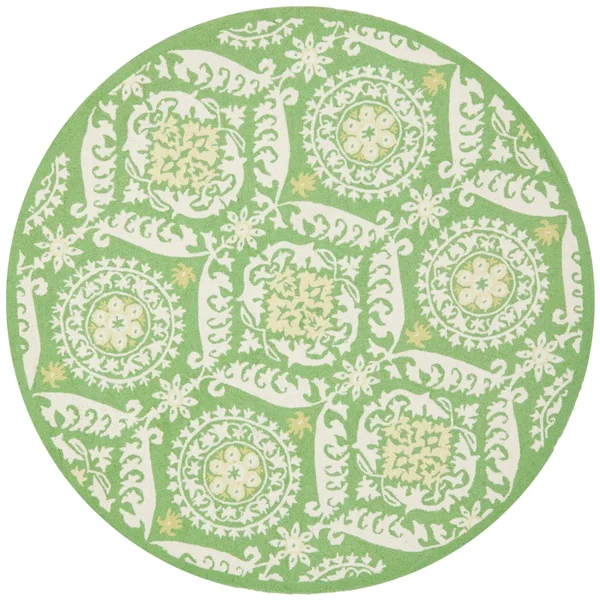 Safavieh Chelsea HK356B Green - Beige Rug 8& x 8& Round