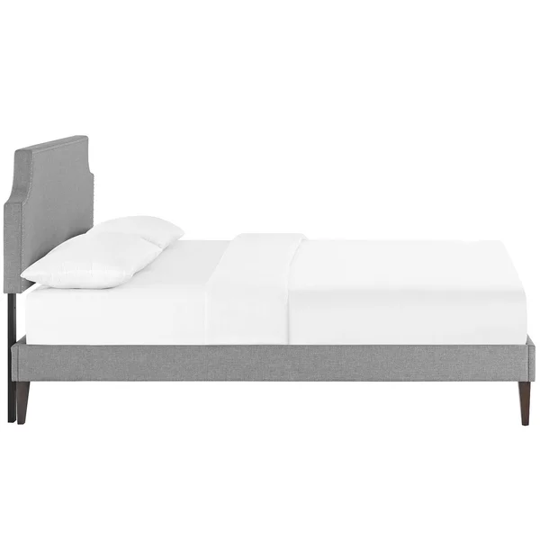 Modway Laura Queen Fabric Platform Bed with Squared Tapered Legs, Azure
