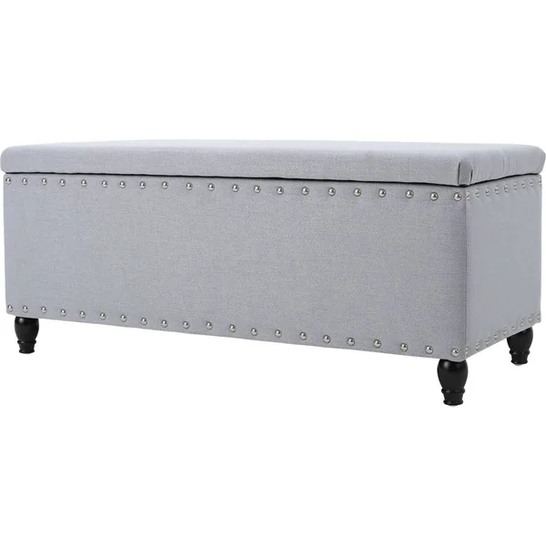 Noble House - Bench Ottoman - Light Gray/Dark Brown