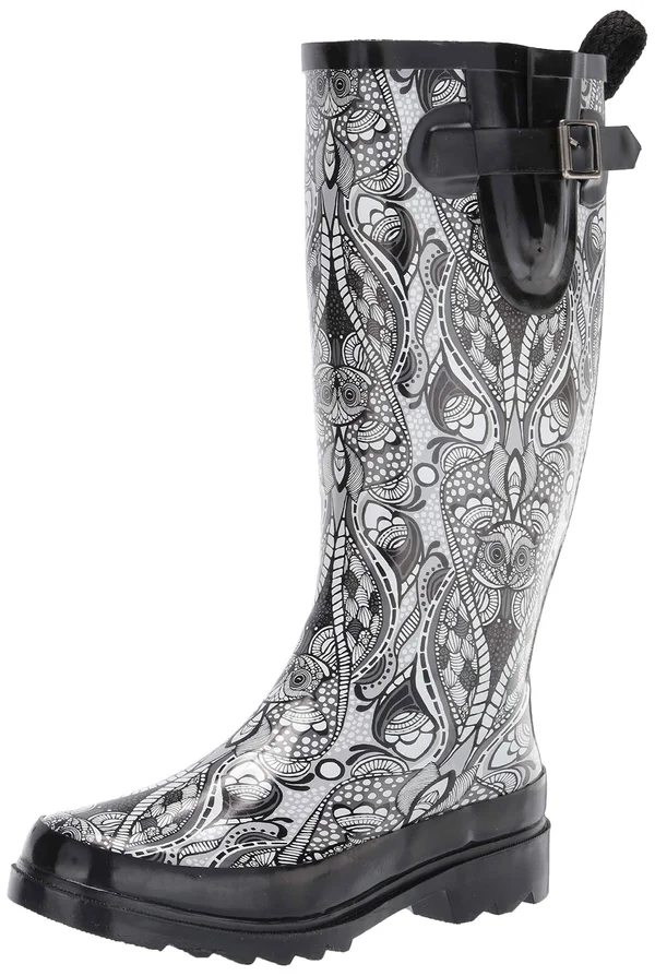 Sakroots Rhythm Rainboot 10 Women's Black-White